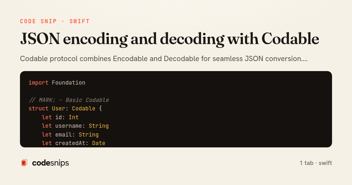 JSON encoding and decoding with Codable — share card