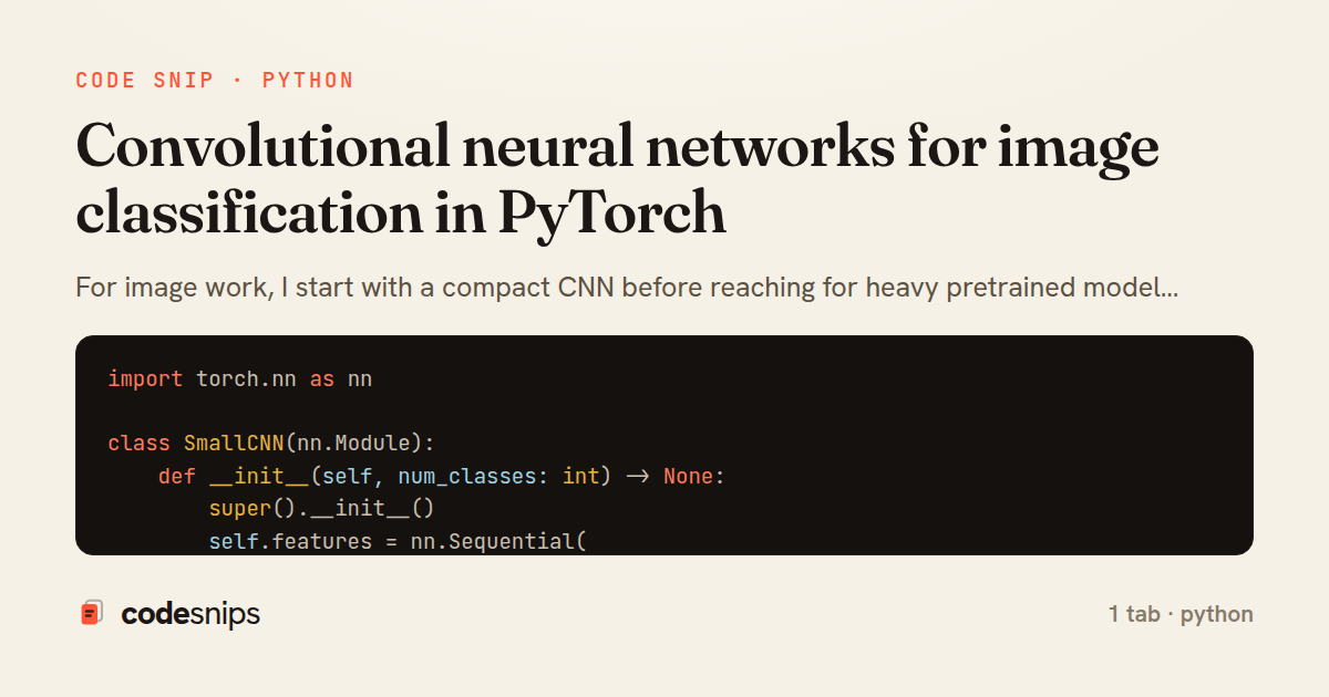 Convolutional neural networks for image classification in PyTorch — share card