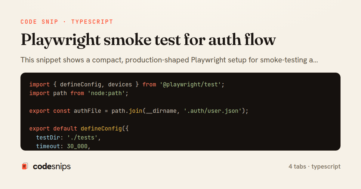 Playwright smoke test for auth flow — share card