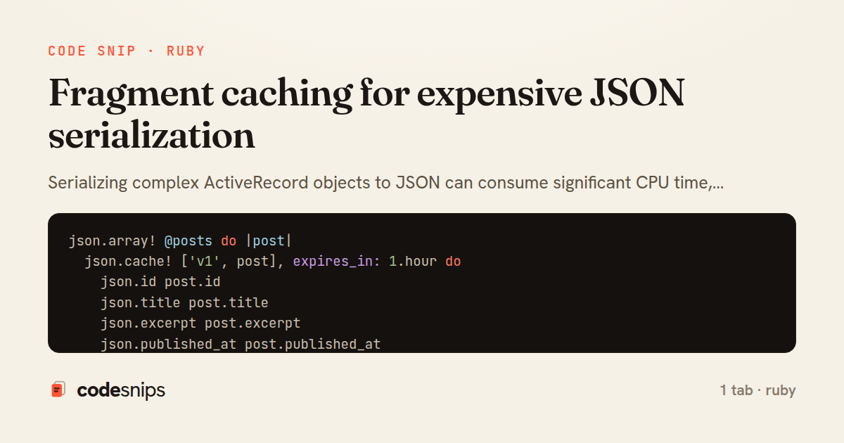 Fragment caching for expensive JSON serialization — share card