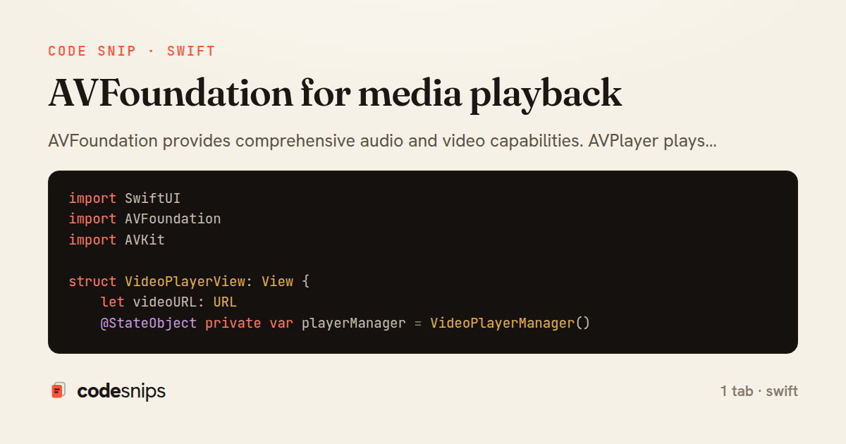 AVFoundation for media playback — share card
