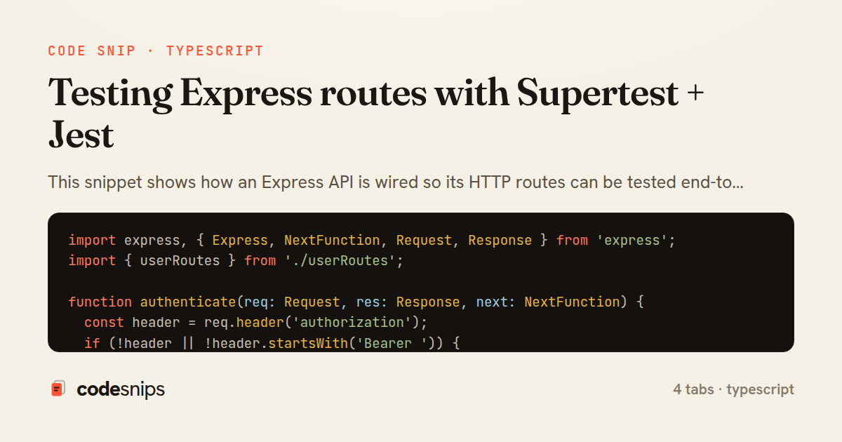 Testing Express routes with Supertest + Jest — share card