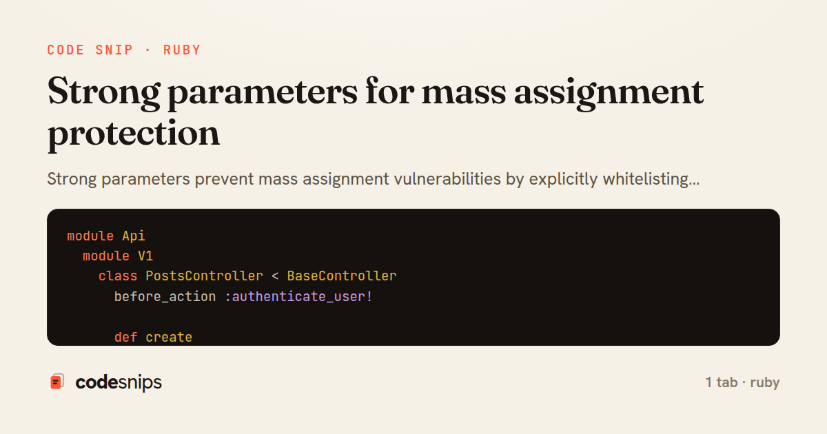 Strong parameters for mass assignment protection — share card