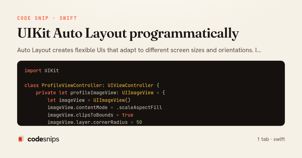 UIKit Auto Layout programmatically — share card