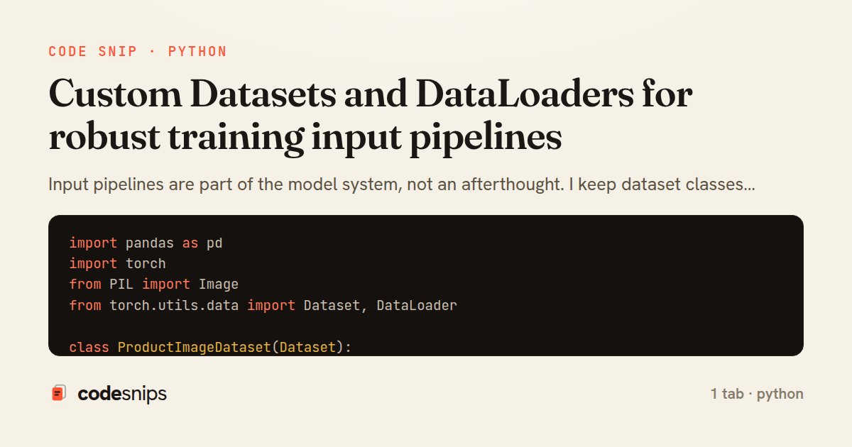 Custom Datasets and DataLoaders for robust training input pipelines — share card