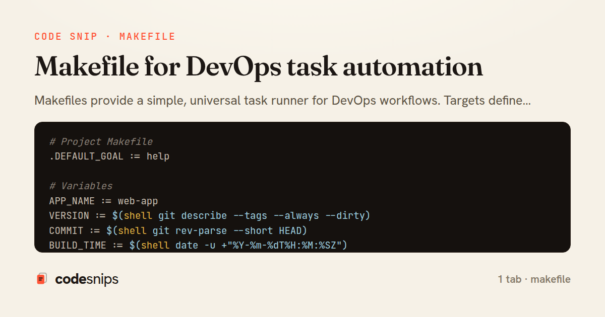 Makefile for DevOps task automation — share card