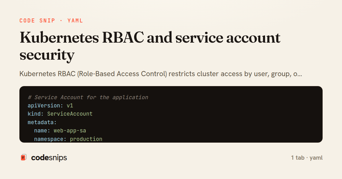 Kubernetes RBAC and service account security — share card