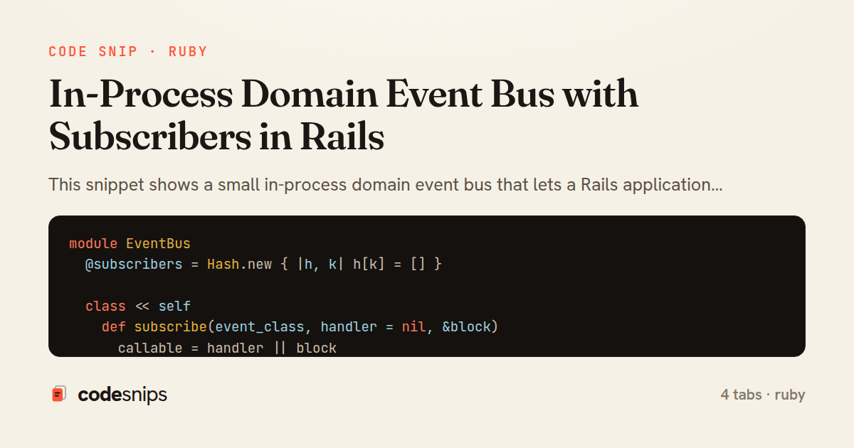 In-Process Domain Event Bus with Subscribers in Rails — share card