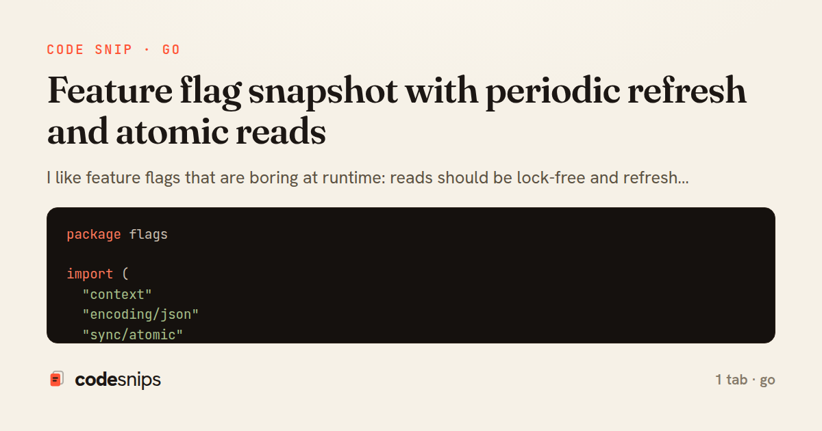 Feature flag snapshot with periodic refresh and atomic reads — share card