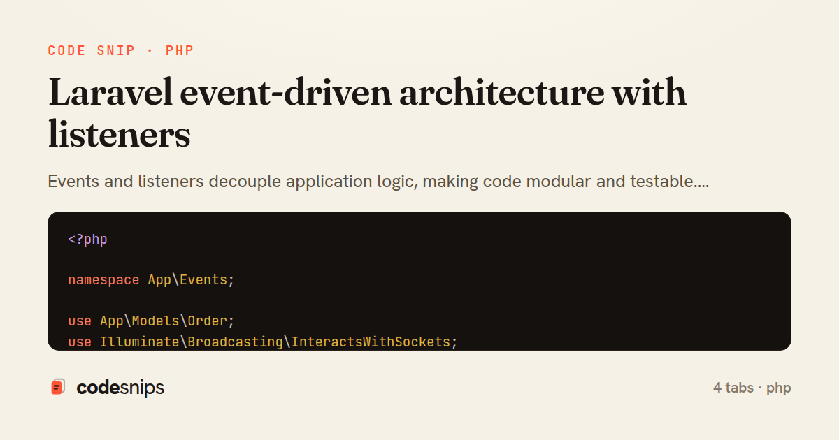Laravel event-driven architecture with listeners — share card
