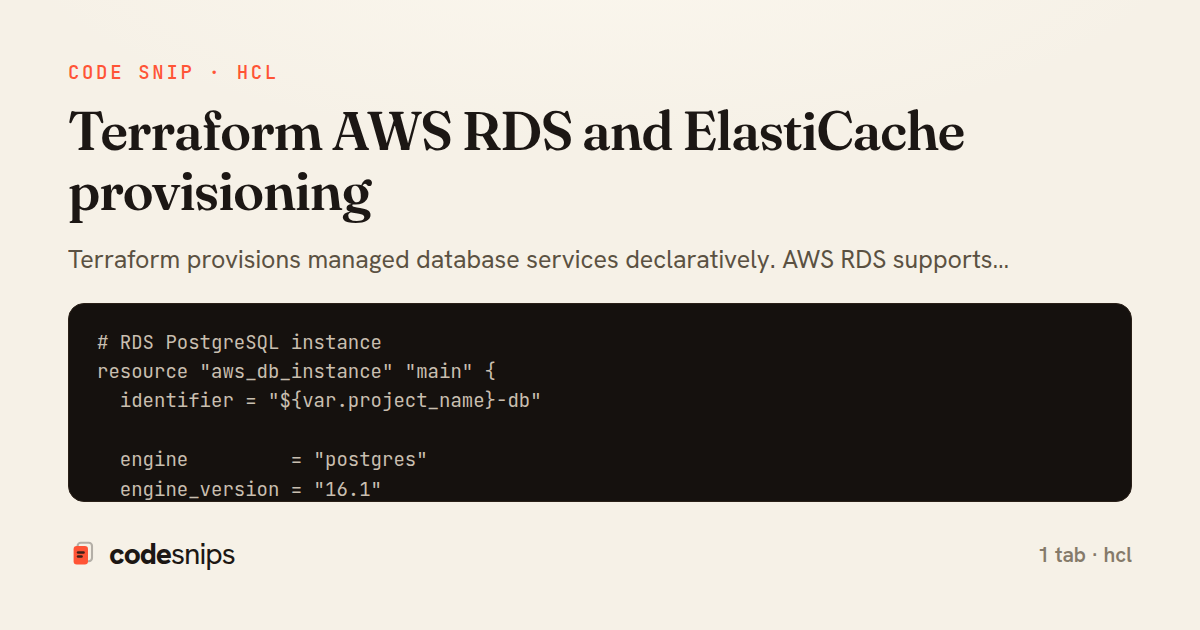 Terraform AWS RDS and ElastiCache provisioning — share card