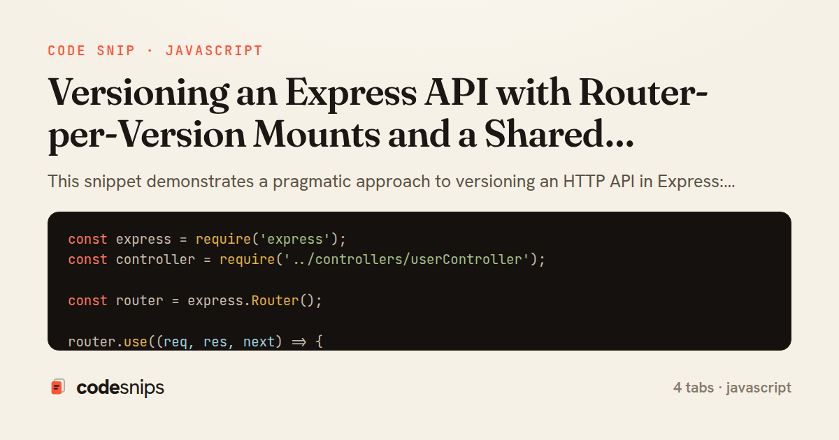 Versioning an Express API with Router-per-Version Mounts and a Shared Controller Module — share card