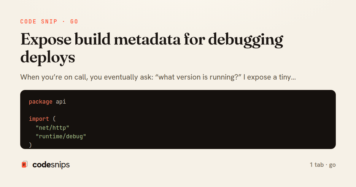 Expose build metadata for debugging deploys — share card