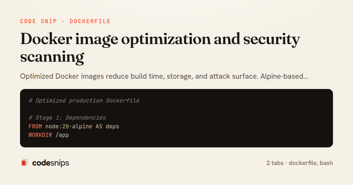 Docker image optimization and security scanning — share card