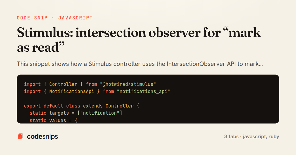 Stimulus: intersection observer for “mark as read” — share card