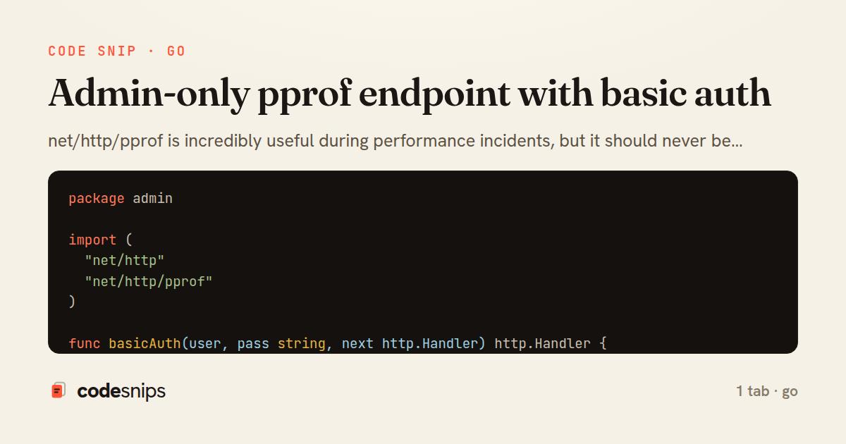 Admin-only pprof endpoint with basic auth — share card
