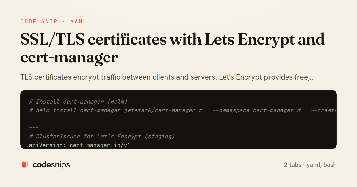 SSL/TLS certificates with Lets Encrypt and cert-manager — share card