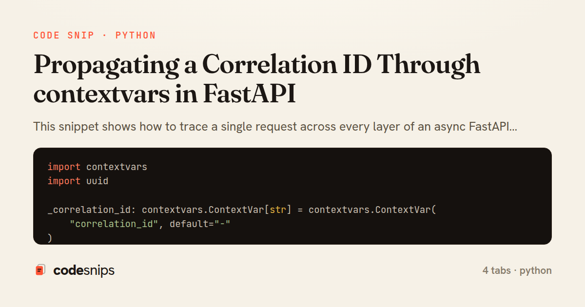 Propagating a Correlation ID Through contextvars in FastAPI — share card