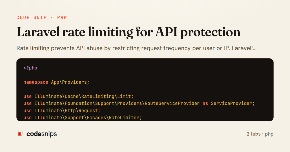 Laravel rate limiting for API protection — share card
