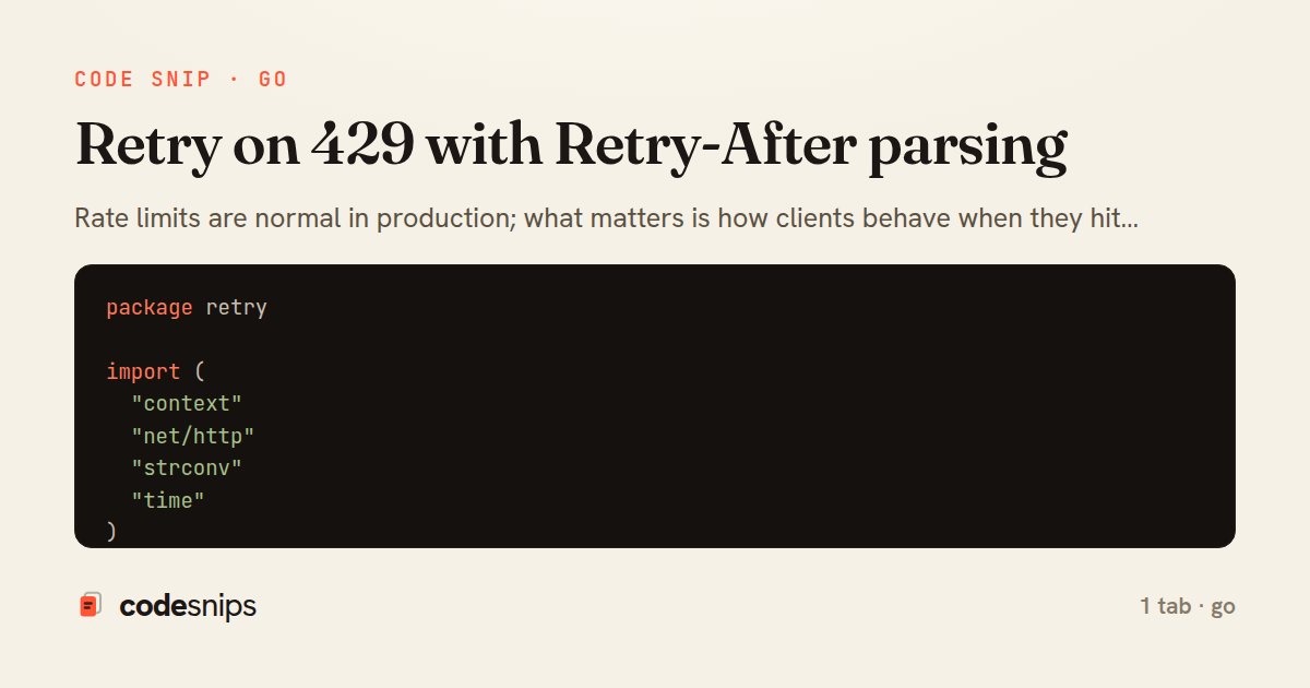 Retry on 429 with Retry-After parsing — share card