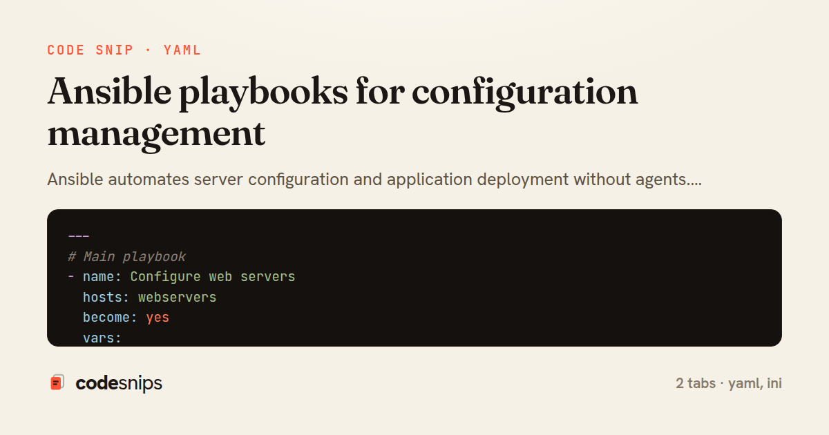 Ansible playbooks for configuration management — share card