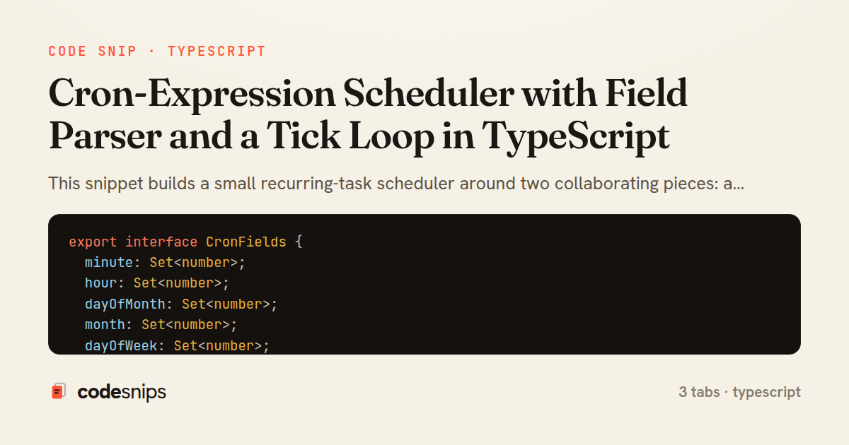Cron-Expression Scheduler with Field Parser and a Tick Loop in TypeScript — share card