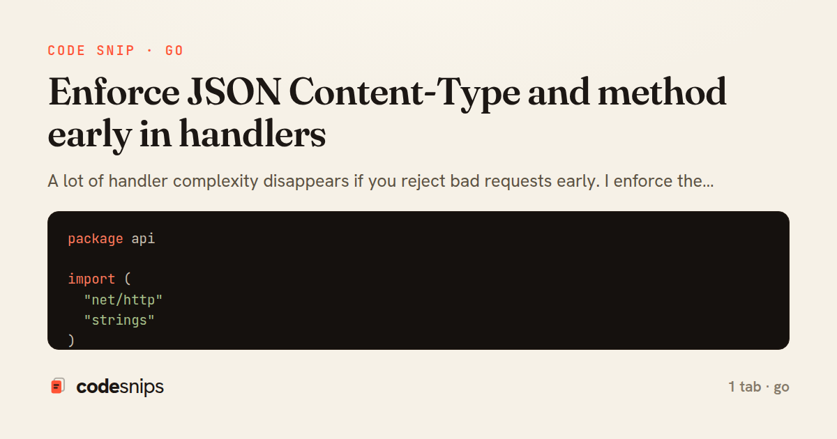 Enforce JSON Content-Type and method early in handlers — share card