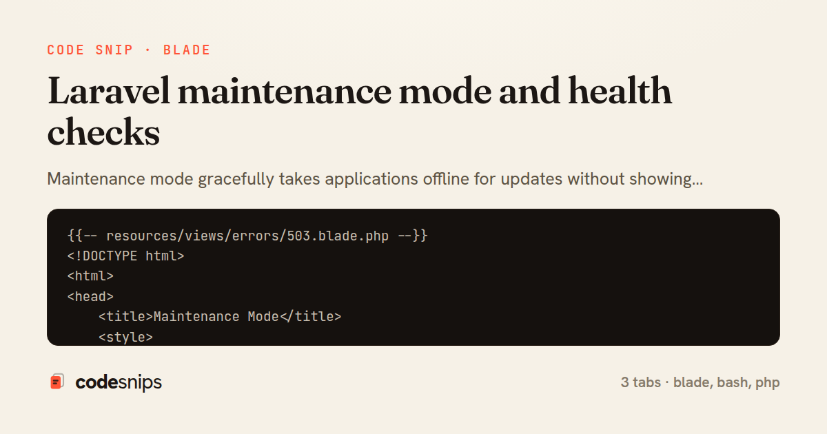 Laravel maintenance mode and health checks — share card
