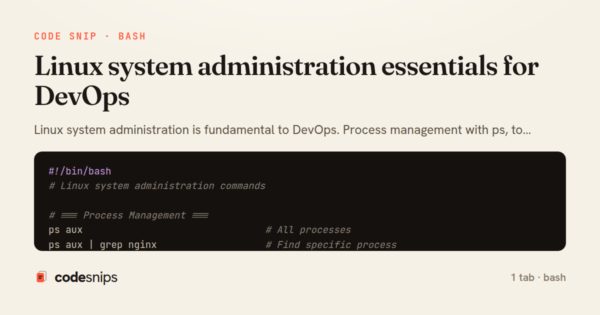 Linux system administration essentials for DevOps — share card