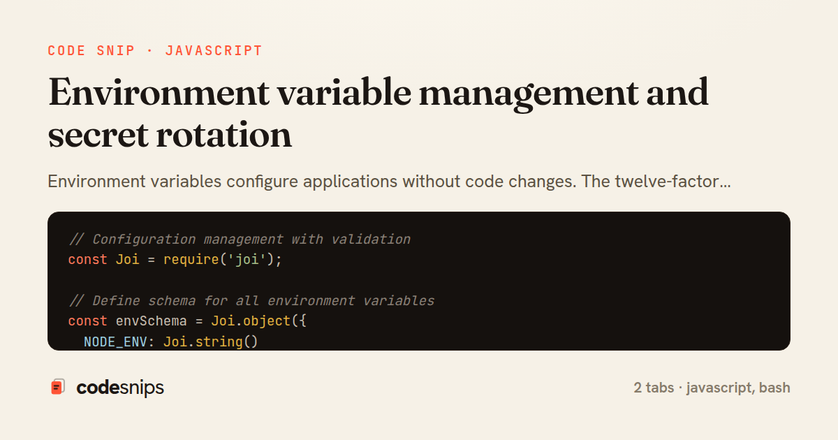 Environment variable management and secret rotation — share card