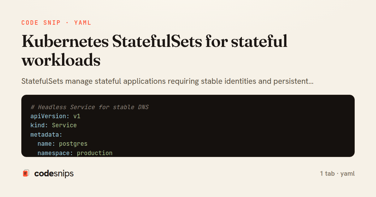 Kubernetes StatefulSets for stateful workloads — share card