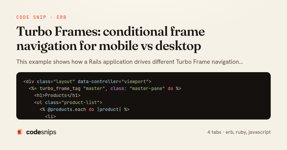 Turbo Frames: conditional frame navigation for mobile vs desktop — share card