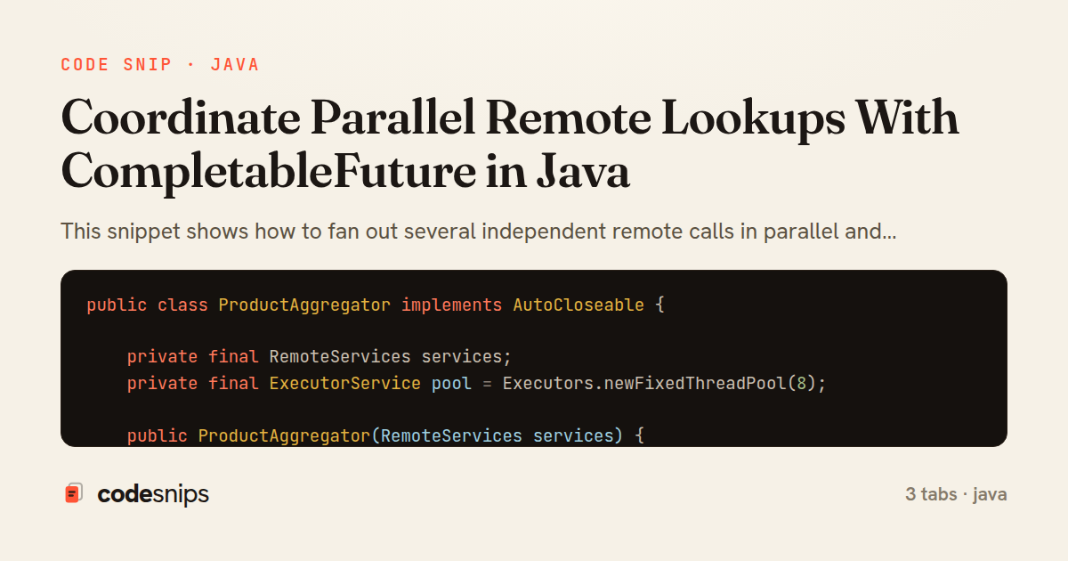 Coordinate Parallel Remote Lookups With CompletableFuture in Java — share card