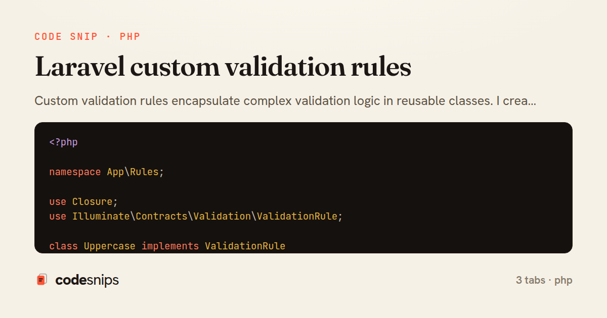 Laravel custom validation rules — share card