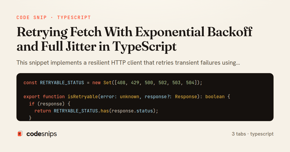 Retrying Fetch With Exponential Backoff and Full Jitter in TypeScript — share card