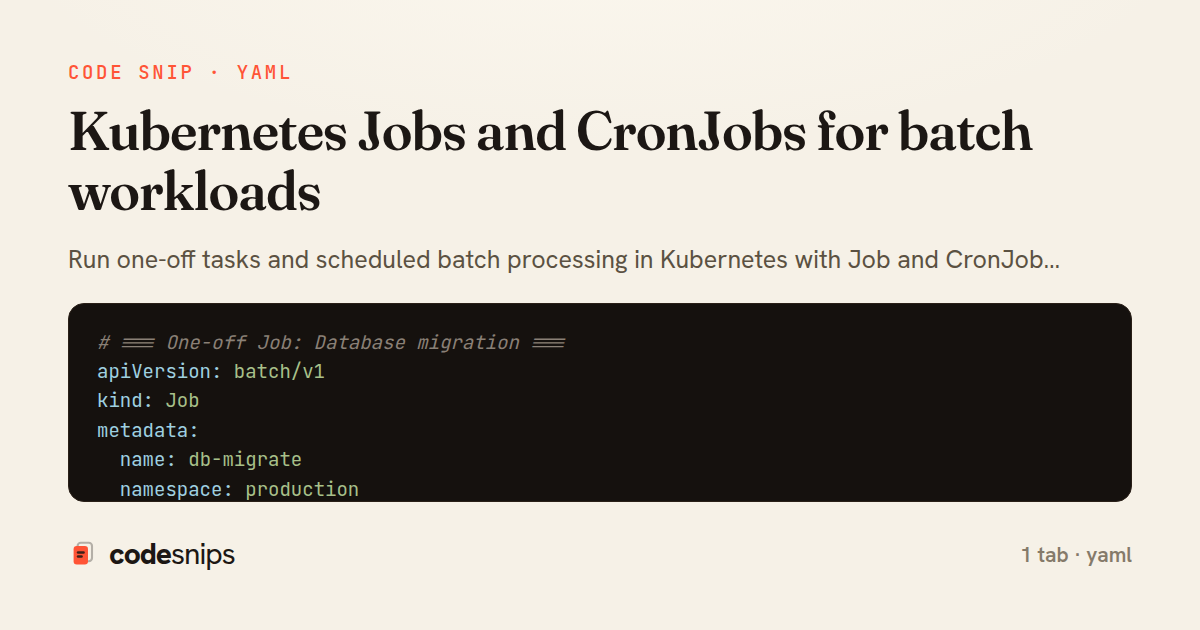 Kubernetes Jobs and CronJobs for batch workloads — share card
