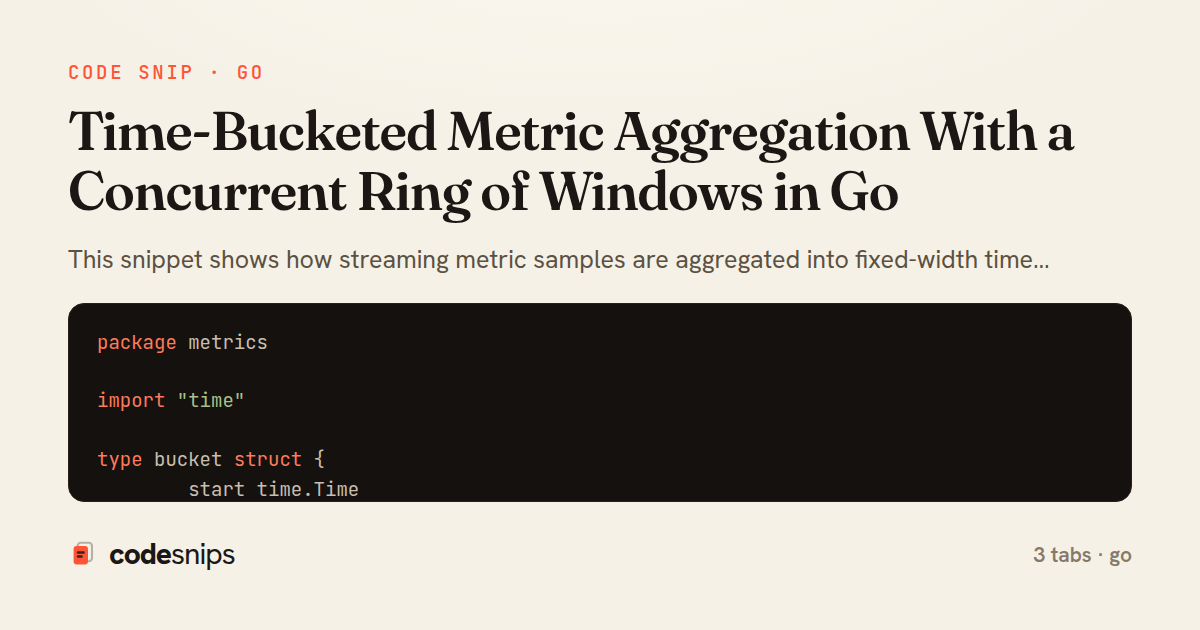 Time-Bucketed Metric Aggregation With a Concurrent Ring of Windows in Go — share card