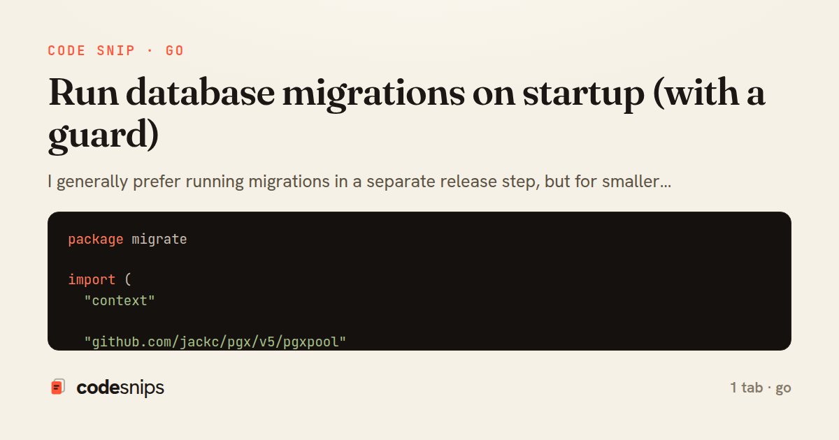 Run database migrations on startup (with a guard) — share card