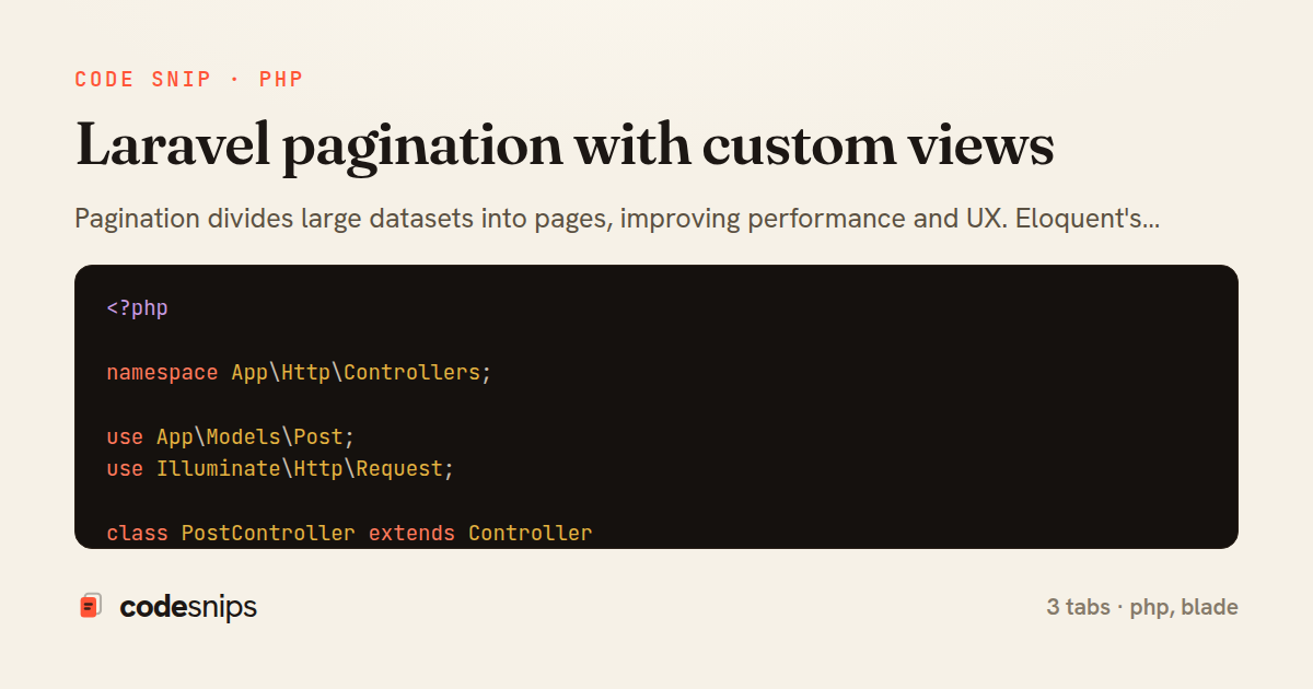 Laravel pagination with custom views — share card
