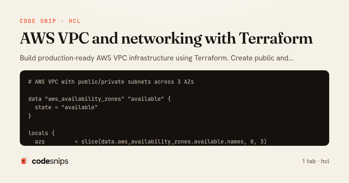 AWS VPC and networking with Terraform — share card