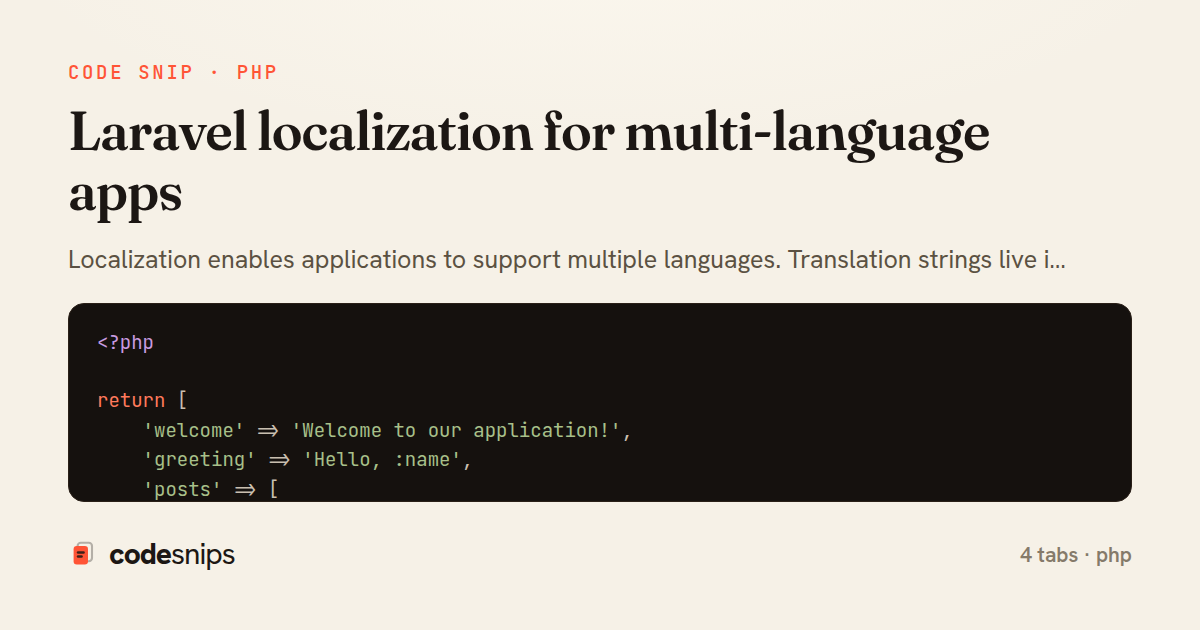 Laravel localization for multi-language apps — share card