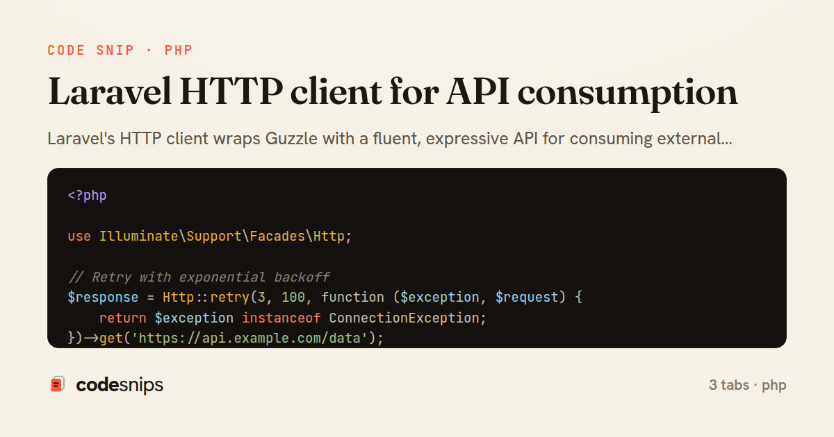 Laravel HTTP client for API consumption — share card