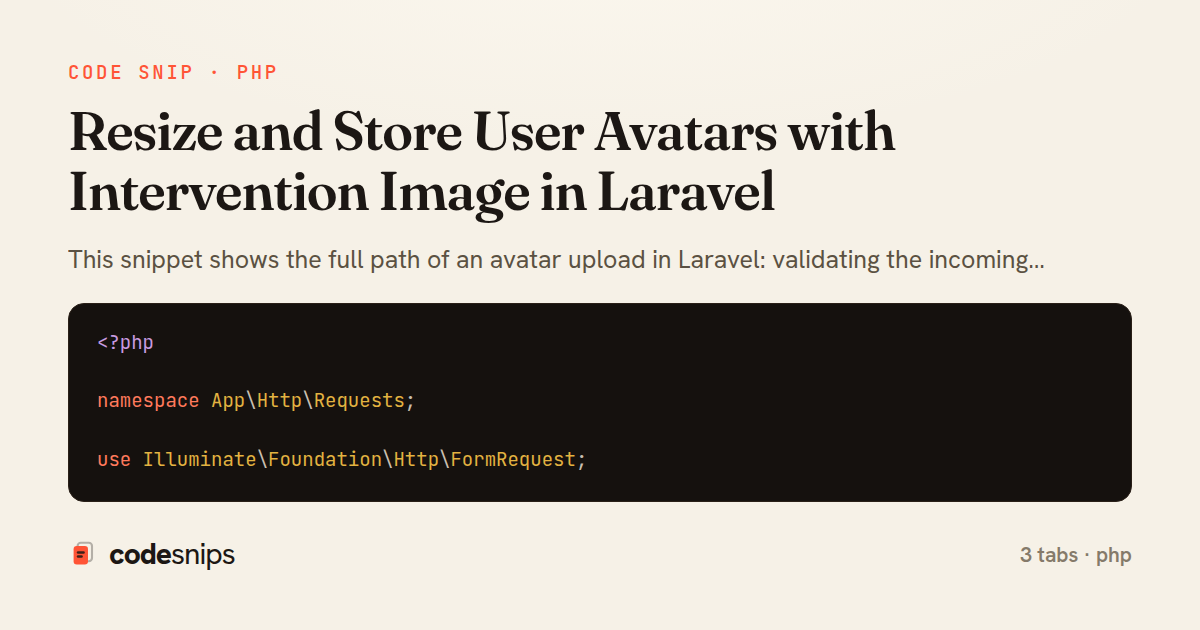 Resize and Store User Avatars with Intervention Image in Laravel — share card