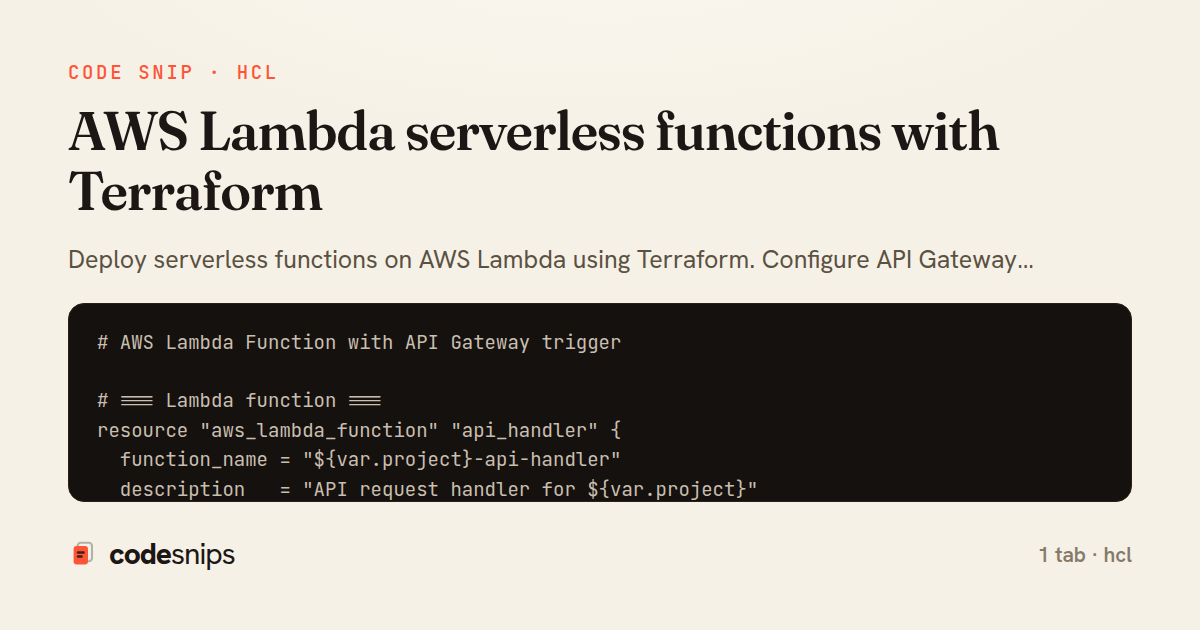 AWS Lambda serverless functions with Terraform — share card