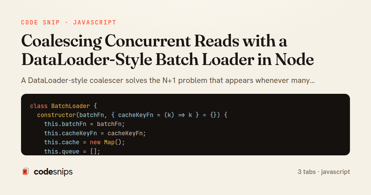 Coalescing Concurrent Reads with a DataLoader-Style Batch Loader in Node — share card
