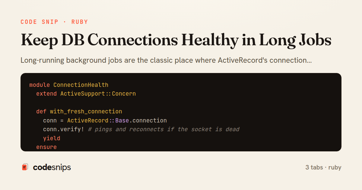 Keep DB Connections Healthy in Long Jobs — share card