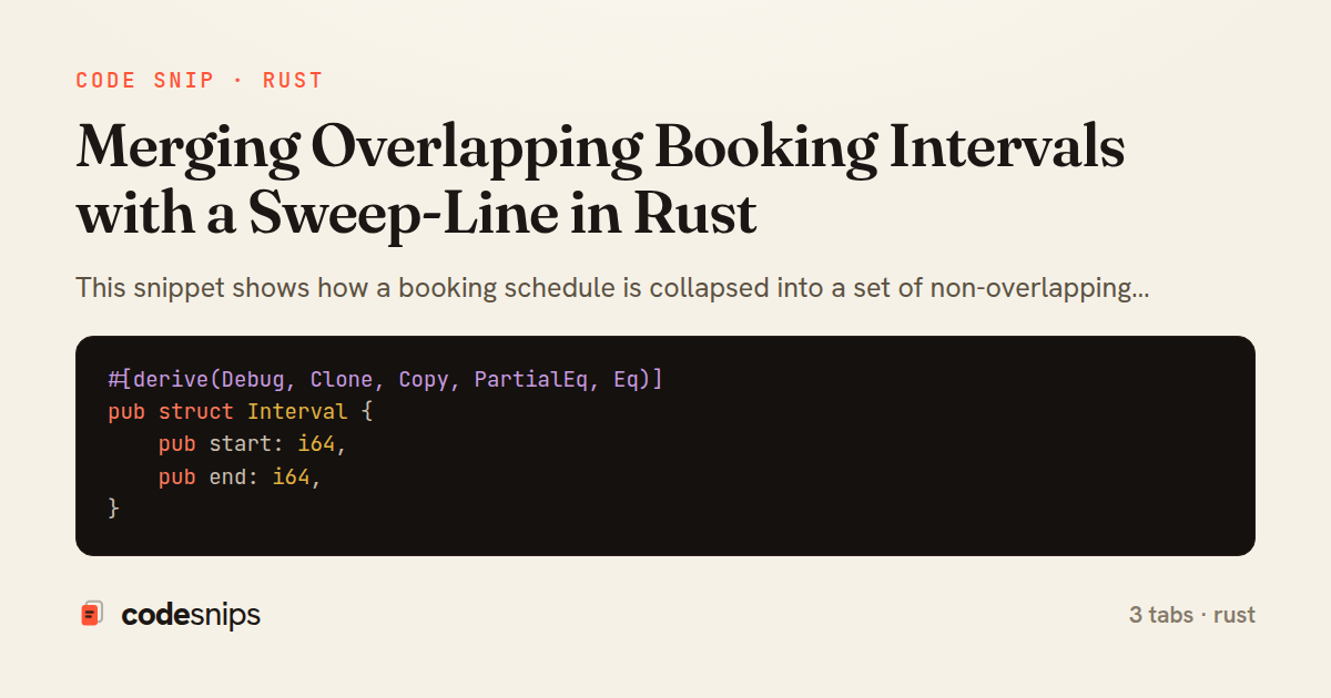 Merging Overlapping Booking Intervals with a Sweep-Line in Rust — share card