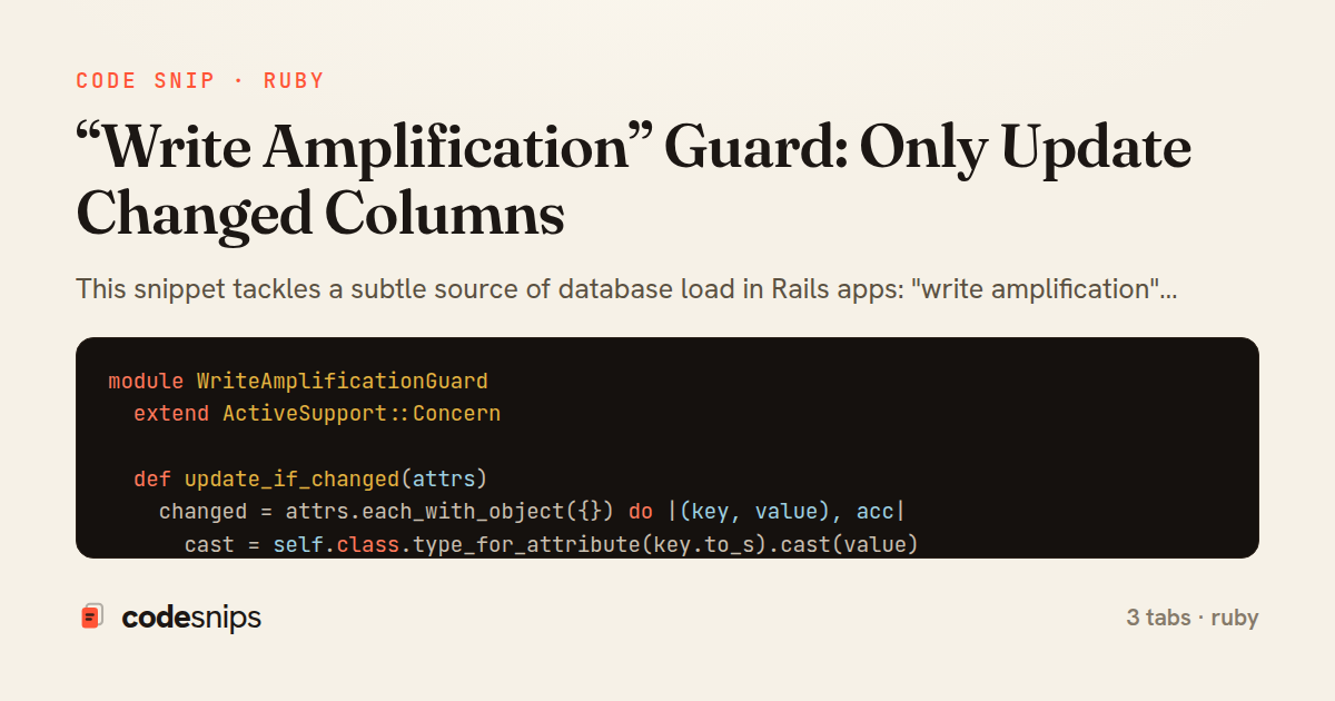 “Write Amplification” Guard: Only Update Changed Columns — share card