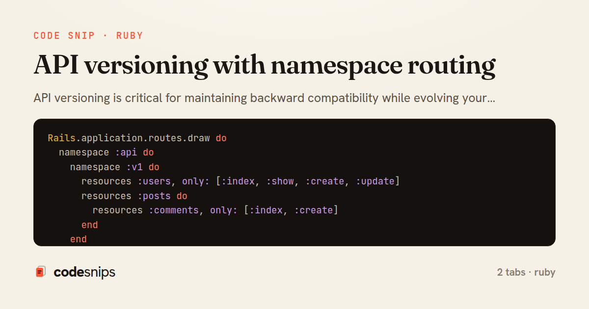 API versioning with namespace routing — share card