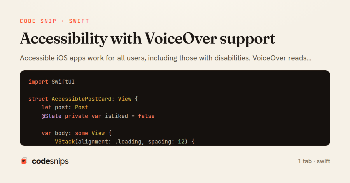 Accessibility with VoiceOver support — share card